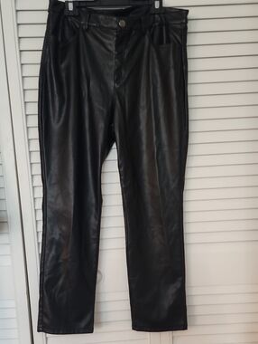 Tribal Black Slim Straight Faux Leather Jeans